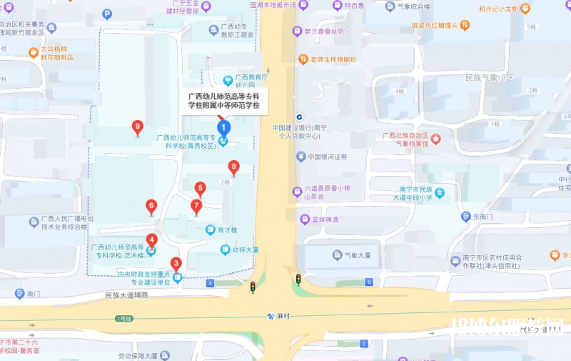 廣西幼兒師范高等?？茖W(xué)校附屬中等師范學(xué)校地址，乘車路線